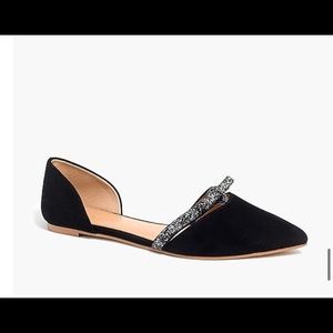 JCrew Suede d'Orsay flats with glitter bow